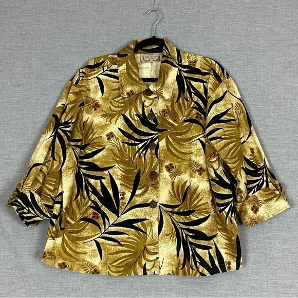 Life Style Shirt / Jacket Sz 2X Floral Jungle Heavy Denim Cotton - Picture 11 of 11